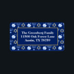 Cute Hanukkah Blue Menorah Dreidel Return Address Label<br><div class="desc">Beautiful Hanukkah return address labels in pretty blue with a cool pattern of Judaism star,  dreidel for fun Chanukah games,  and the Jewish menorah for the holiday. Customize these cute labels to match your Hanukah cards.</div>