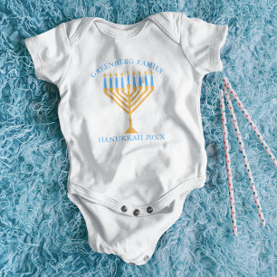 Cute Hanukkah Menorah Family Reunion Personalised Baby Bodysuit