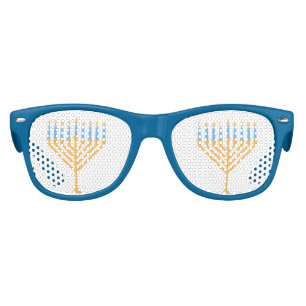 Cute Hanukkah Party Menorah Blue Retro Sunglasses