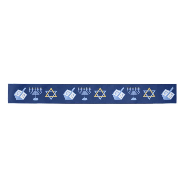 Cute Hanukkah Pattern Satin Ribbon (Front)