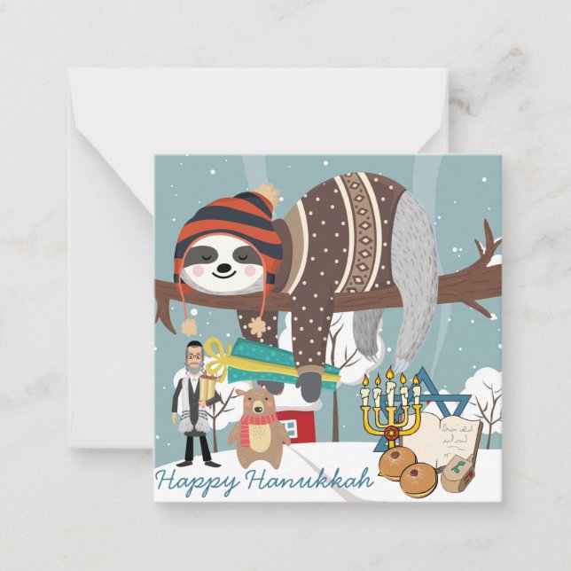 Cute Hanukkah Sloth Card (Front)