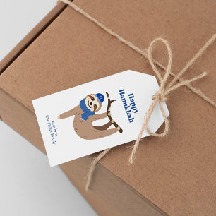 Cute Hanukkah Sloth Gift Tags