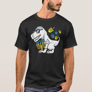 Cute Hanukkah T - Rex Dinosaur Menorasaurus T-Shirt