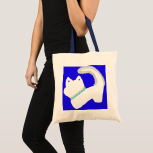 Cute Hanukkah with a white cat and menorah Tote Bag