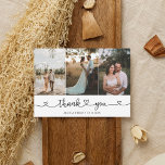 Cute Hanwriting Calligraphy Heart Photo Thank You<br><div class="desc">Modern wedding thank you card features 3 photos on the front and handwriting calligraphy with a heart. On the back add photo and personalise your message.</div>