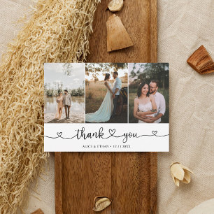 Cute Hanwriting Calligraphy Heart Photo Thank You Card