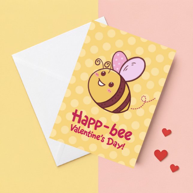 Cute Happ-Bee Kids Valentines Day  Holiday Card (Creator Uploaded)
