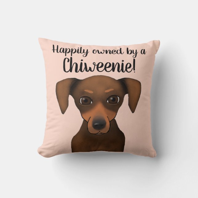 Cute Happily Owned Chiweenie | Chihuahua Dachshund Cushion (Front)
