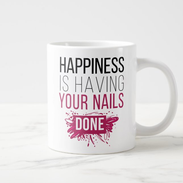 Cute Happiness Is Having Your Nails Done Large Coffee Mug (Right)