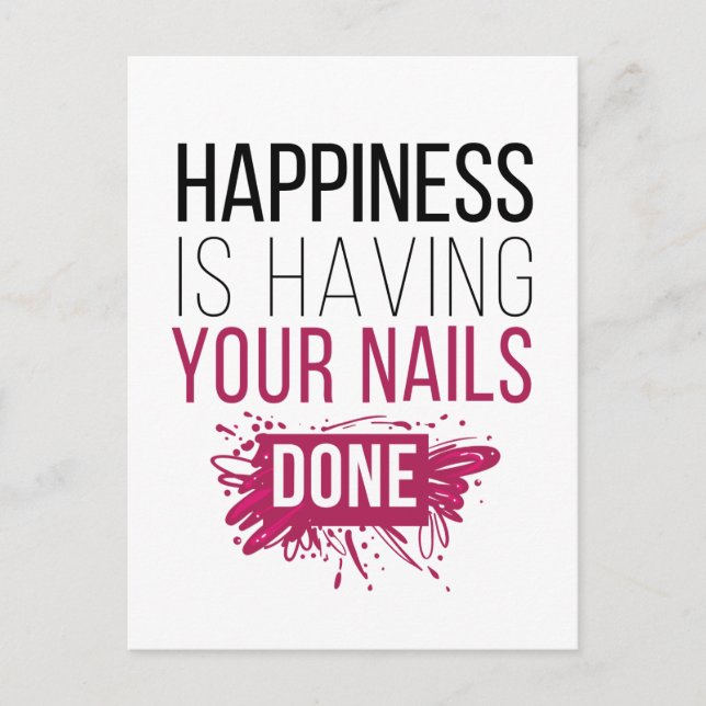 Cute Happiness Is Having Your Nails Done Postcard (Front)