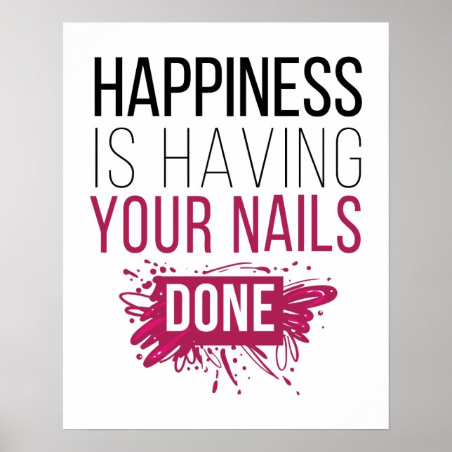 Cute Happiness Is Having Your Nails Done Poster (Front)