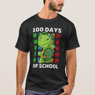 Cute Happy 100th Day Of School Turtle Teacher 100  T-Shirt