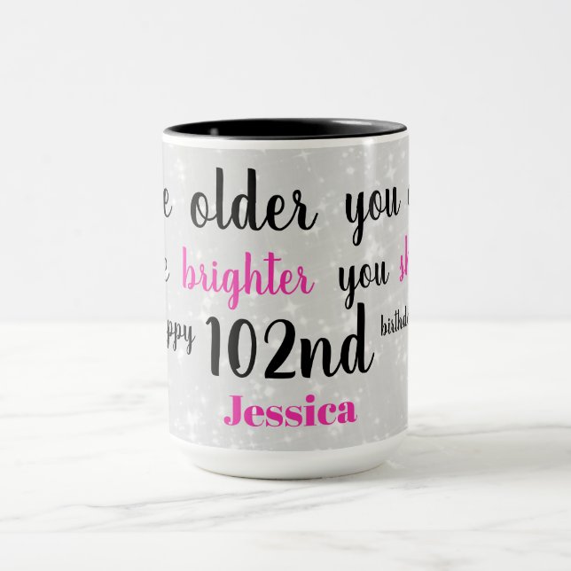 Cute Happy 102nd Birthday Mug (Center)