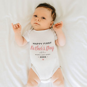 Cute Happy 1st Father's Day Boy Keepsake Girl  Baby Bodysuit