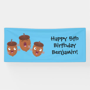 Cute happy acorns singing cartoon for kids banner