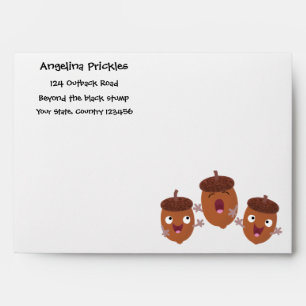 Cute happy acorns singing cartoon for kids  envelope