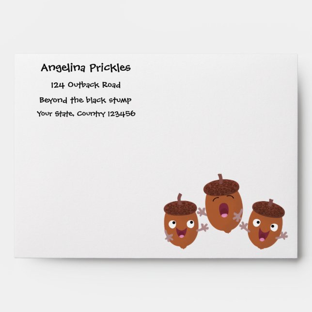 Cute happy acorns singing cartoon for kids  envelope (Front)