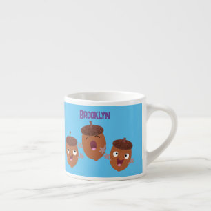 Cute happy acorns singing cartoon for kids espresso cup