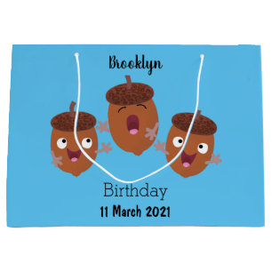 Cute happy acorns singing cartoon for kids large gift bag