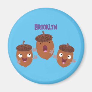 Cute happy acorns singing cartoon for kids magnet