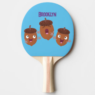 Cute happy acorns singing cartoon for kids ping pong paddle