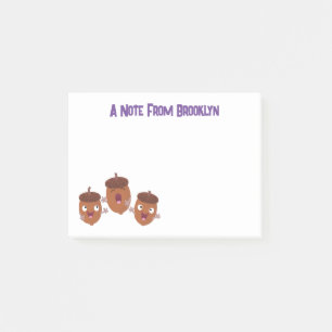 Cute happy acorns singing cartoon for kids post-it notes