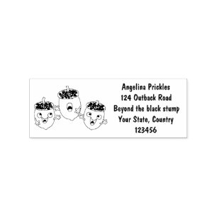 Cute happy acorns singing cartoon for kids rubber stamp