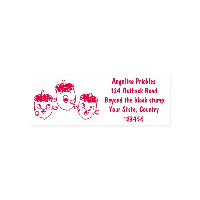 Cute happy acorns singing cartoon for kids  self-inking stamp (Design)