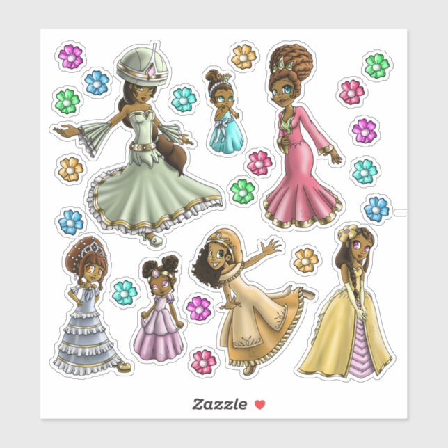 Cute Happy African American Princesses (Sheet)