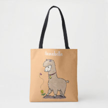 Cute happy alpaca with butterfly cartoon