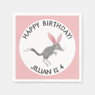 Cute happy Australian bilby birthday personalised Napkin