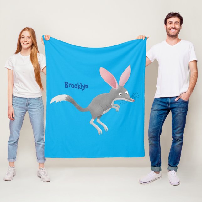 Cute happy Australian bilby cartoon Fleece Blanket (In Situ)