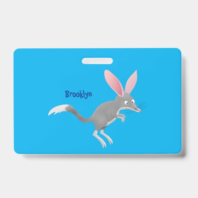 Cute happy Australian bilby cartoon ID Badge (Front)