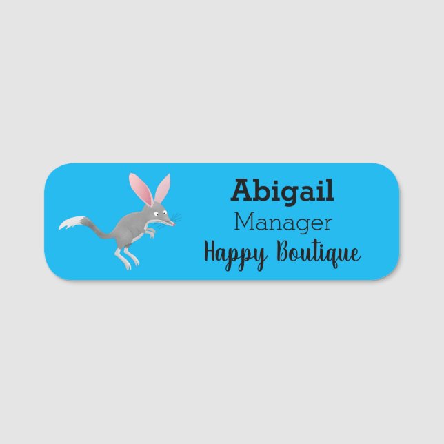 Cute happy Australian bilby cartoon Name Tag (Front)