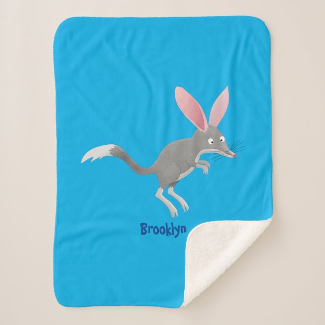 Cute happy Australian bilby cartoon  Sherpa Blanket (Front)