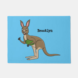 Cute happy Australian kangaroo illustration Doormat