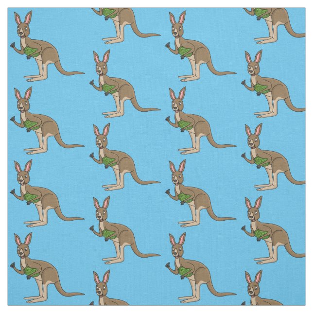 Cute happy Australian kangaroo illustration  Fabric (Swatch)