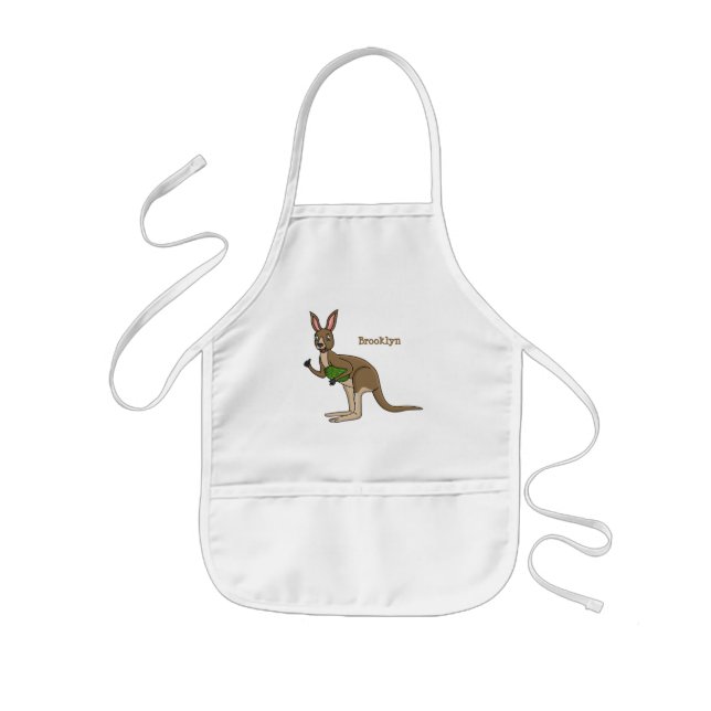 Cute happy Australian kangaroo illustration Kids Apron (Front)