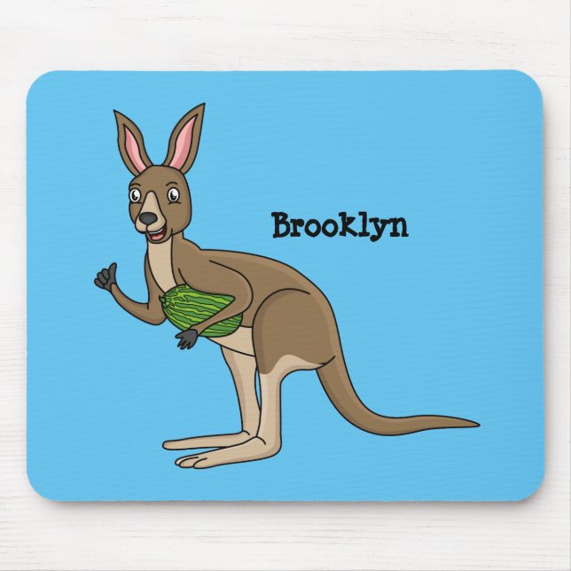 Cute happy Australian kangaroo illustration Mouse Pad (Front)