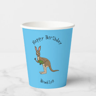 Cute happy Australian kangaroo illustration  Paper Cups