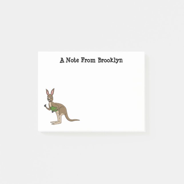 Cute happy Australian kangaroo illustration Post-it Notes (Front)