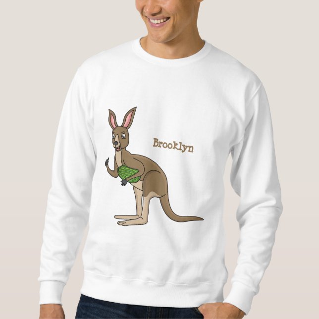 Cute happy Australian kangaroo illustration Sweatshirt (Front)