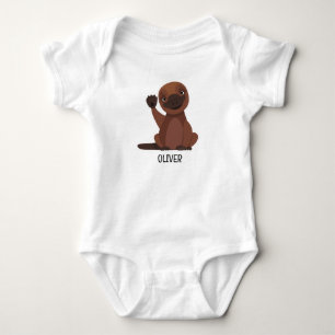 Cute Happy Australian Platypus Baby Bodysuit