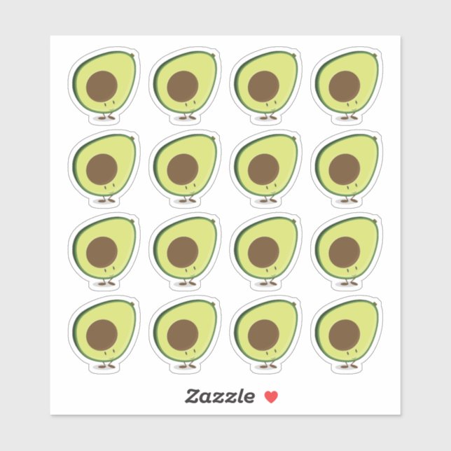 Cute Happy Avocado Sticker (Sheet)