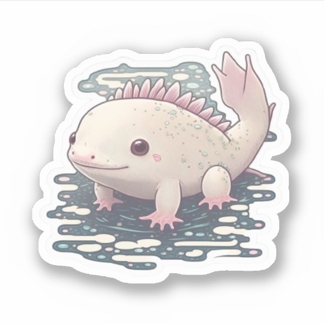 Cute Happy Axolotl Sticker (Front)