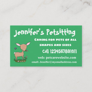 Cute happy baby deer cartoon illustration business card