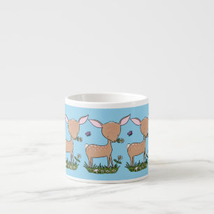 Cute happy baby deer cartoon illustration espresso cup