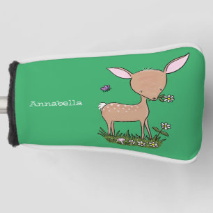 Cute happy baby deer cartoon illustration golf head cover