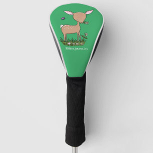 Cute happy baby deer cartoon illustration golf head cover