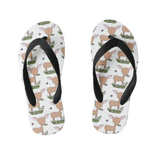 Cute happy baby deer cartoon illustration kid's jandals